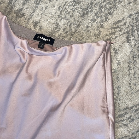 Express women size medium side zipper pink satin mid length skirt - Picture 2 of 4